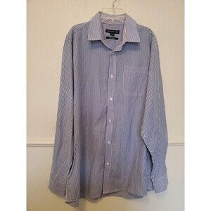 Cedar Wood State Men's Regular Fit Striped Dress Shirt 16.5" Neck Blue White